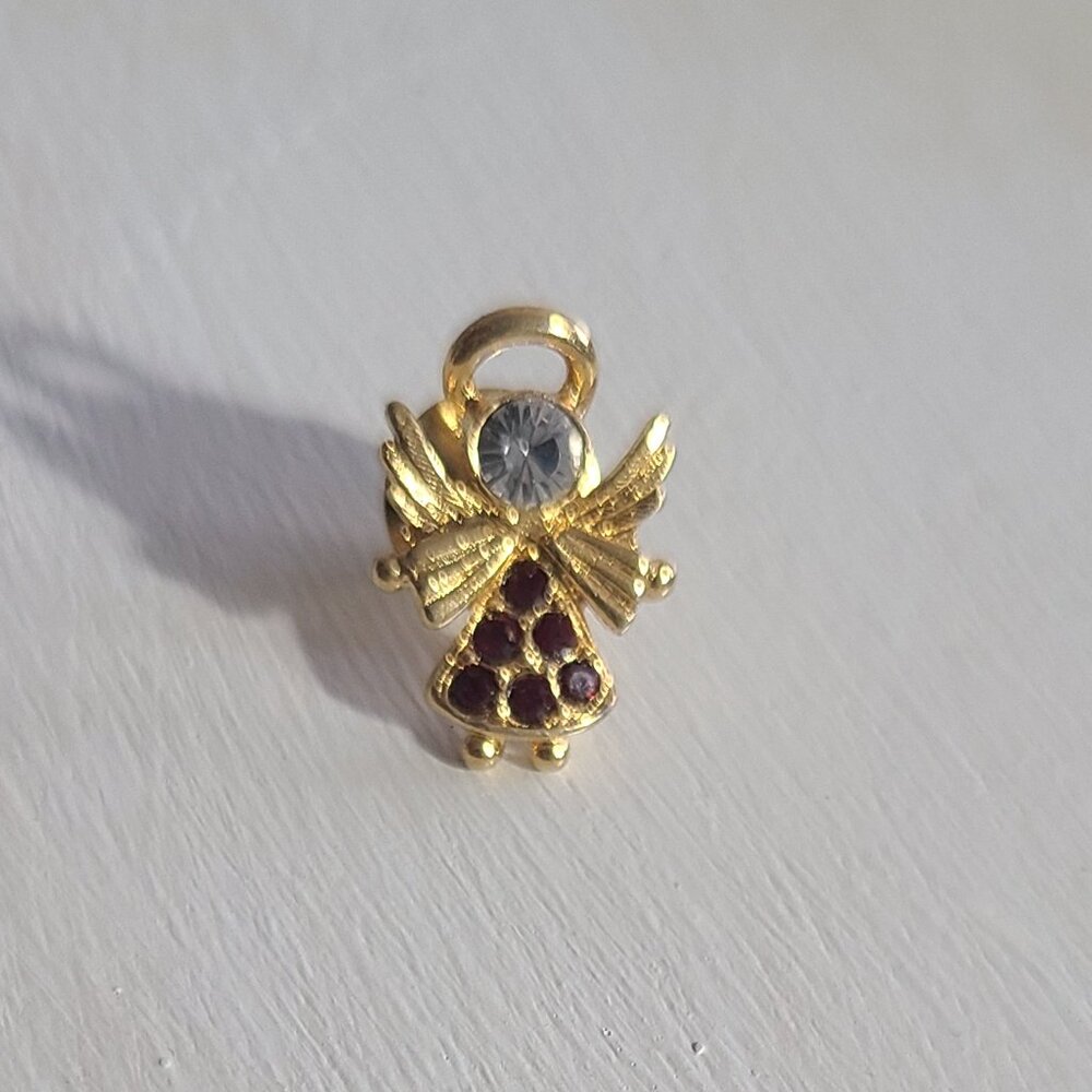 Camco Rhinestone Diamond & Ruby Angel Vintage Lapel